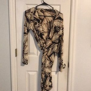 Tropical print wrap dress